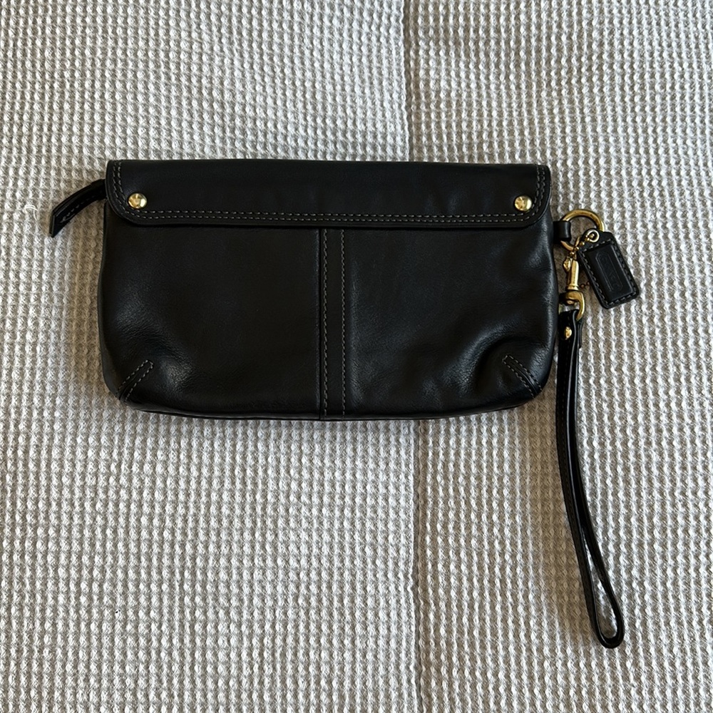 Coach Black Leather Wristlet with Gold Buckle - Picture 2 of 4